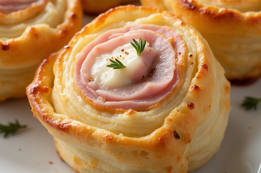 Ham and Cheese Puff Pastry Pinwheels