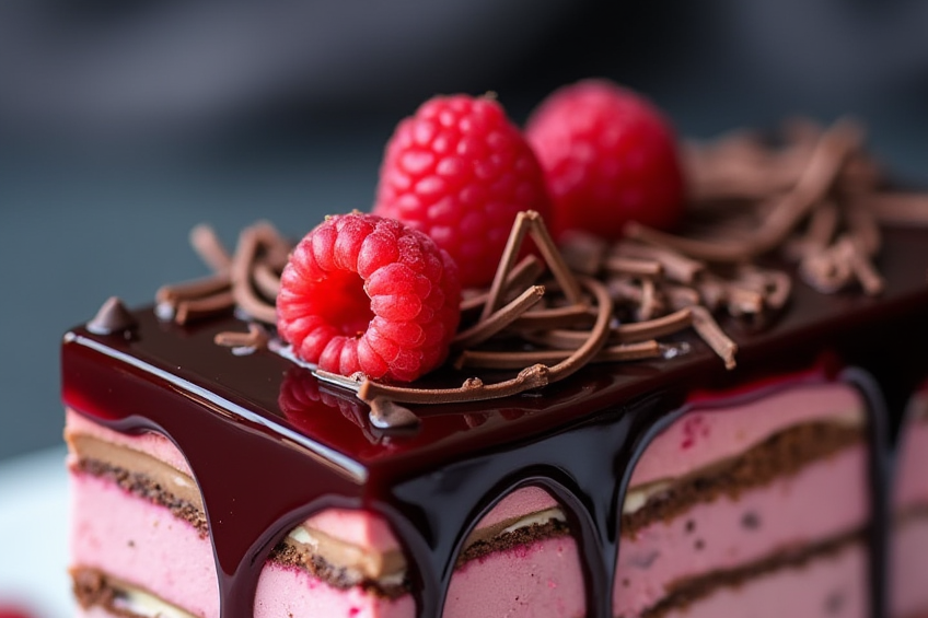 Heavenly Raspberry Chocolate Mousse Cake