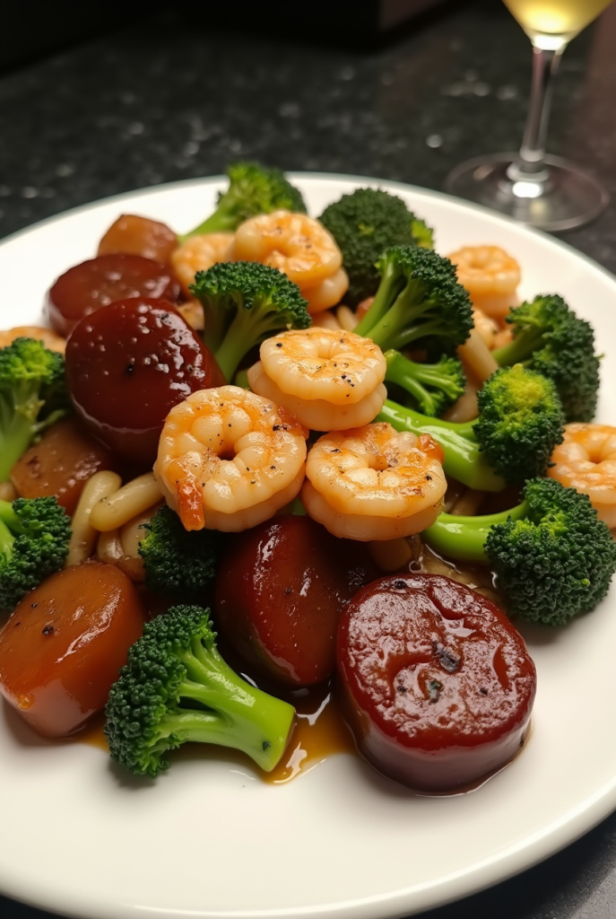 Honey Garlic Shrimp Sausage and Broccoli