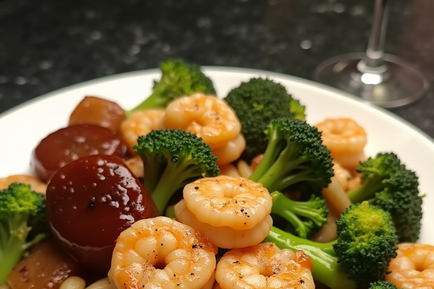 Honey Garlic Shrimp Sausage and Broccoli