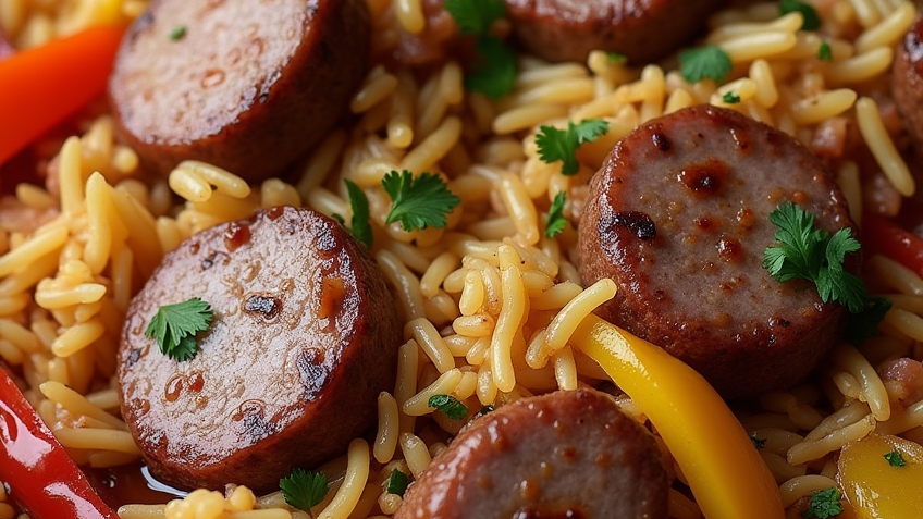 SAUSAGE AND RICE SKILLET