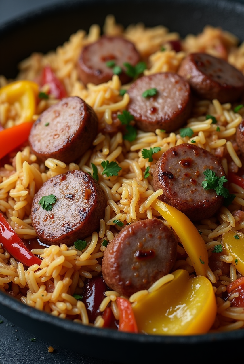 SAUSAGE AND RICE SKILLET