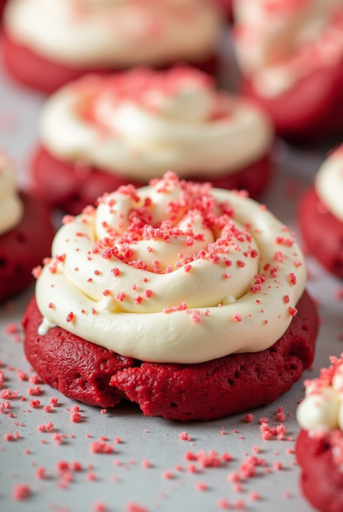 Creamy Red Velvet Cookies Frosted recipe