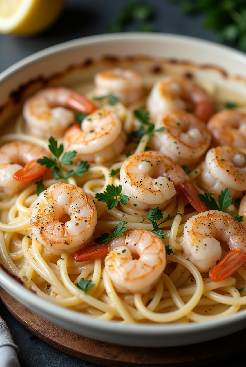 Shrimp Scampi Pasta Bake